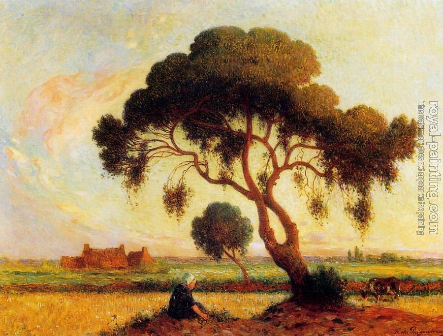 Ferdinand Loyen Du Puigaudeau : Breton Woman Seated under a Large Tree
